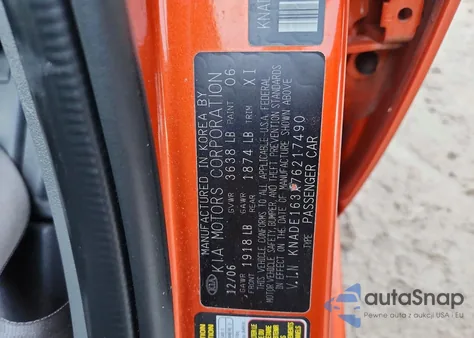 2007 Kia Rio 5 Sx z USA, uszkodzony, nr VIN KNADE163X76217490